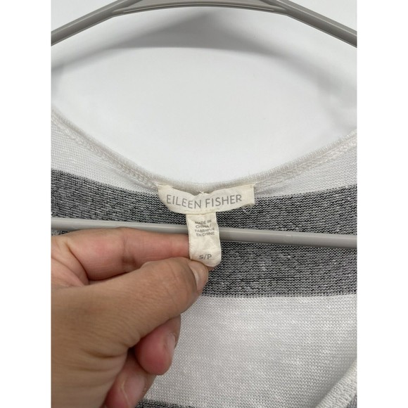 Eileen Fisher Tunic Tank Top Gray and White Linen Blend Size Small - Picture 2 of 6